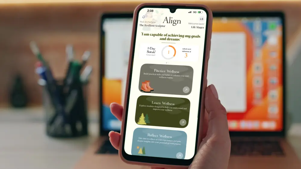 The Align wellness app home screen
